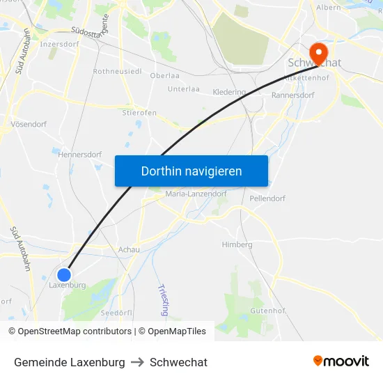 Gemeinde Laxenburg to Schwechat map