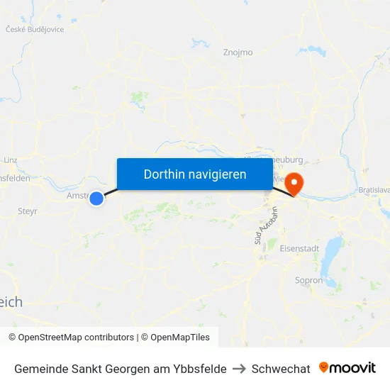 Gemeinde Sankt Georgen am Ybbsfelde to Schwechat map