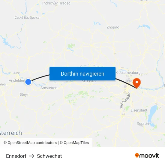 Ennsdorf to Schwechat map