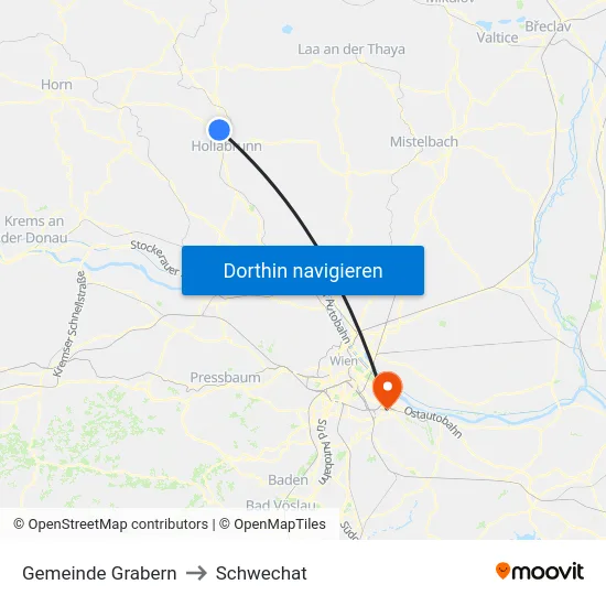 Gemeinde Grabern to Schwechat map