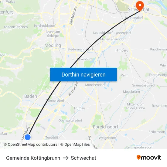 Gemeinde Kottingbrunn to Schwechat map