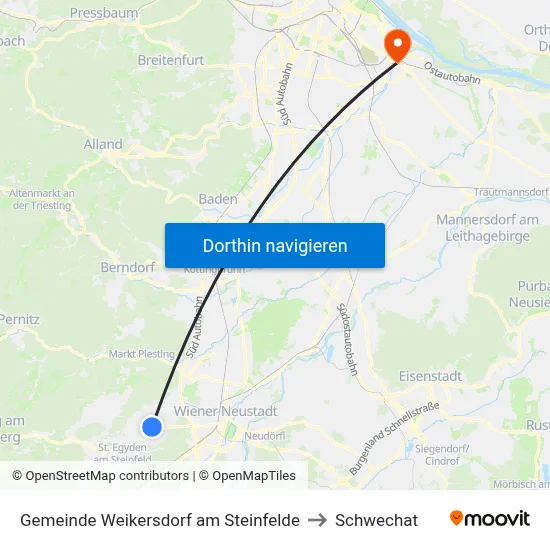 Gemeinde Weikersdorf am Steinfelde to Schwechat map