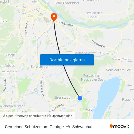 Gemeinde Schützen am Gebirge to Schwechat map