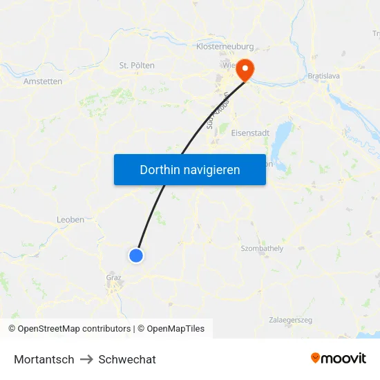 Mortantsch to Schwechat map