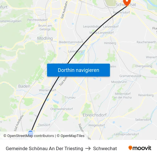 Gemeinde Schönau An Der Triesting to Schwechat map