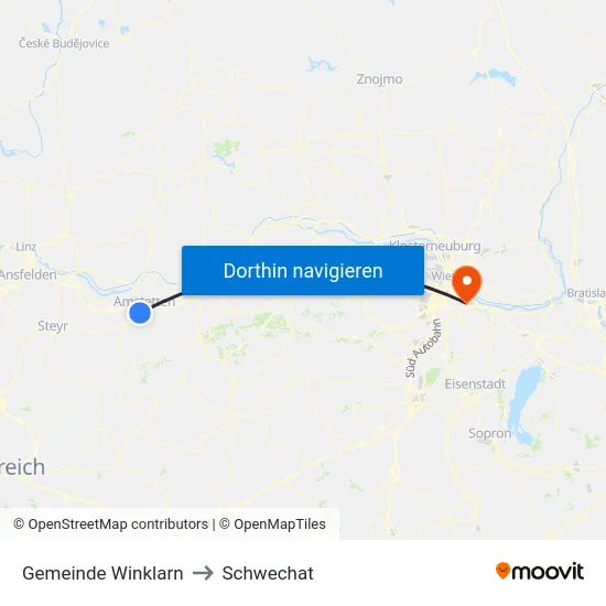 Gemeinde Winklarn to Schwechat map