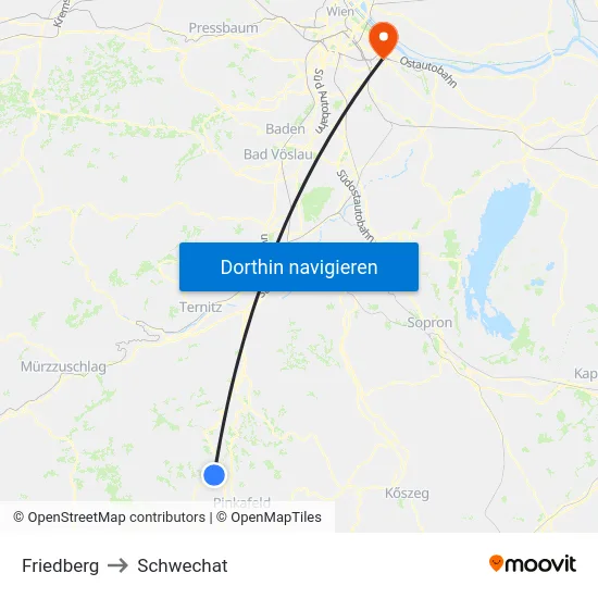Friedberg to Schwechat map