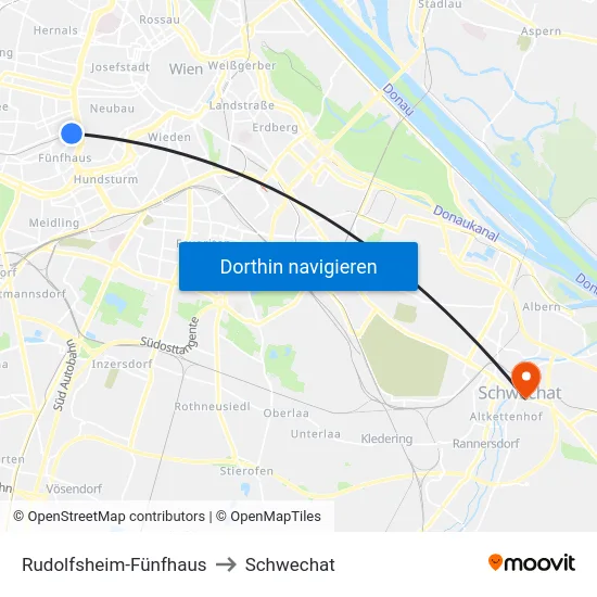 Rudolfsheim-Fünfhaus to Schwechat map