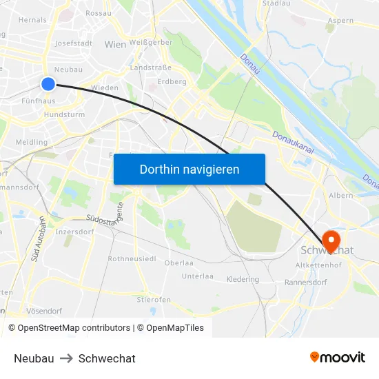Neubau to Schwechat map