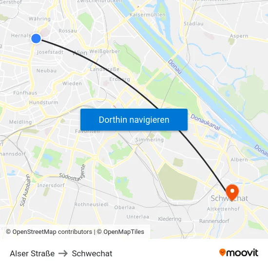 Alser Straße to Schwechat map