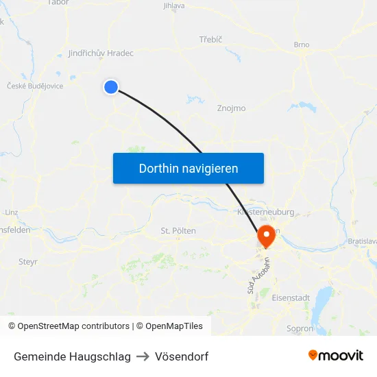 Gemeinde Haugschlag to Vösendorf map
