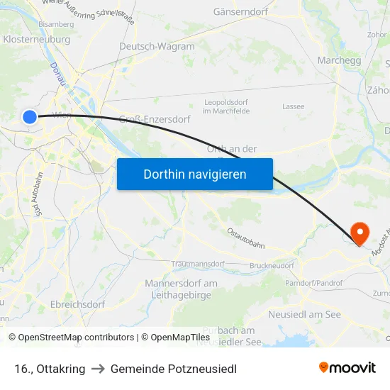 16., Ottakring to Gemeinde Potzneusiedl map