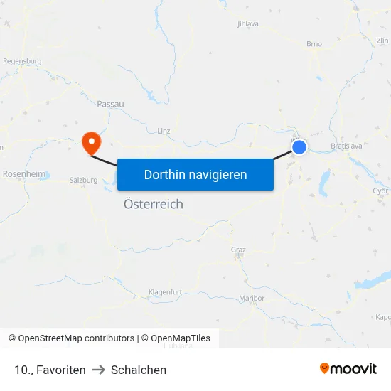 10., Favoriten to Schalchen map