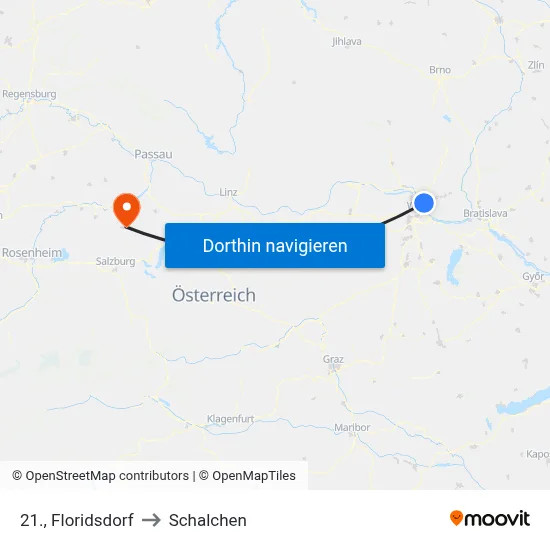 21., Floridsdorf to Schalchen map