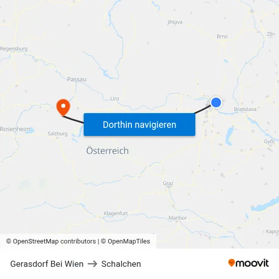 Gerasdorf Bei Wien to Schalchen map