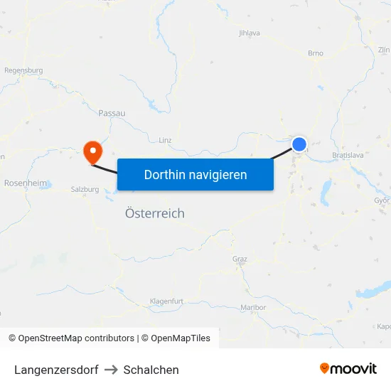 Langenzersdorf to Schalchen map