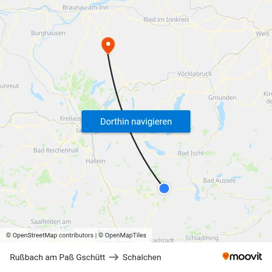 Rußbach am Paß Gschütt to Schalchen map