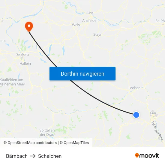 Bärnbach to Schalchen map