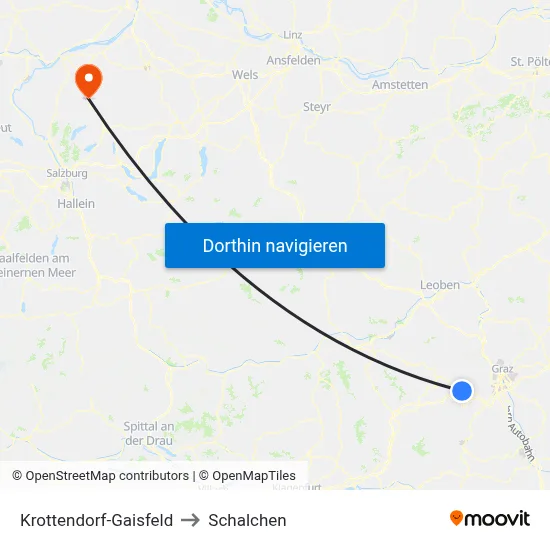 Krottendorf-Gaisfeld to Schalchen map