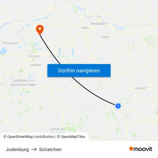 Judenburg to Schalchen map