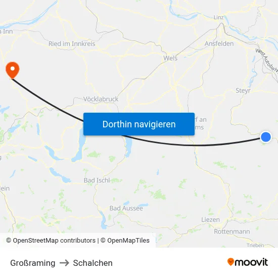Großraming to Schalchen map