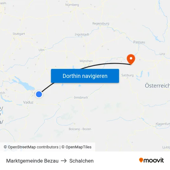Marktgemeinde Bezau to Schalchen map