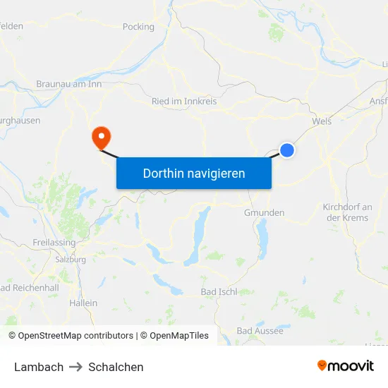 Lambach to Schalchen map