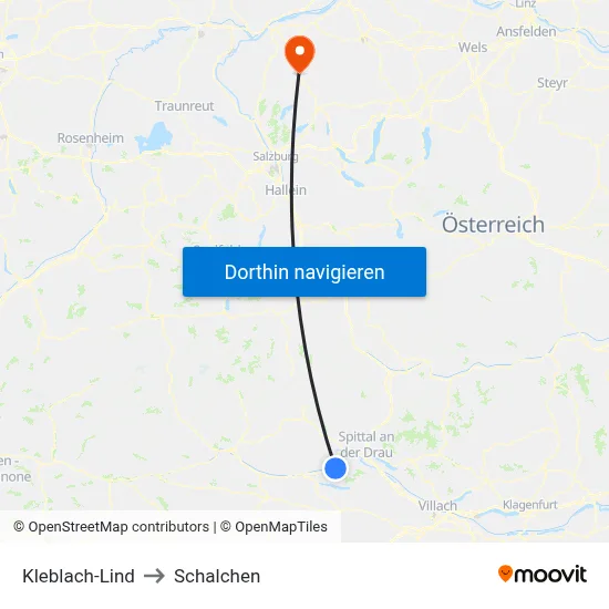 Kleblach-Lind to Schalchen map