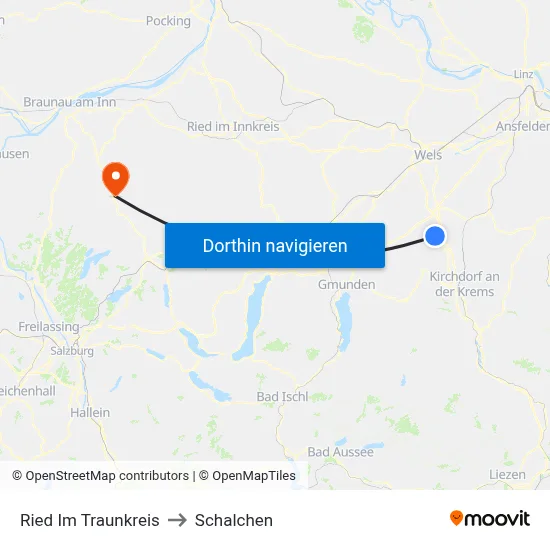 Ried Im Traunkreis to Schalchen map