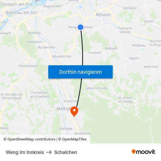 Weng Im Innkreis to Schalchen map