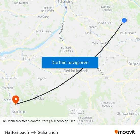 Natternbach to Schalchen map