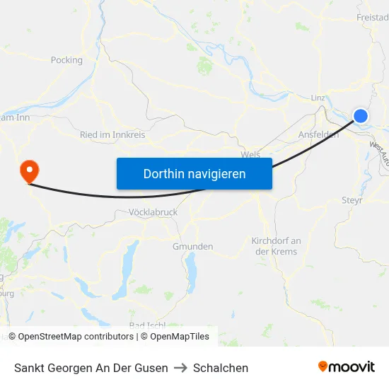 Sankt Georgen An Der Gusen to Schalchen map
