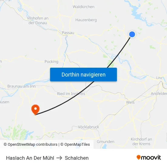 Haslach An Der Mühl to Schalchen map