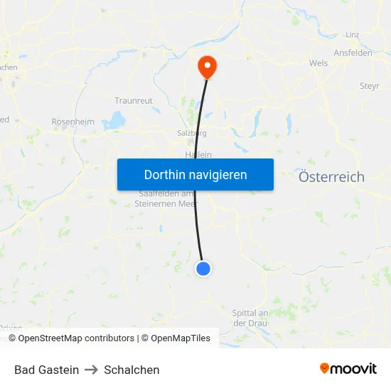 Bad Gastein to Schalchen map