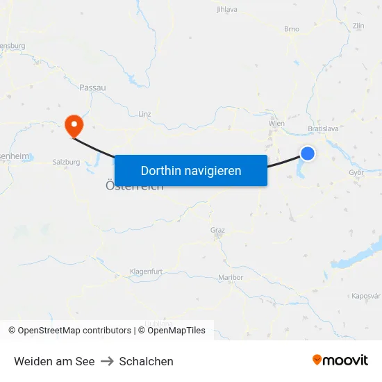 Weiden am See to Schalchen map