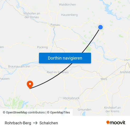 Rohrbach-Berg to Schalchen map