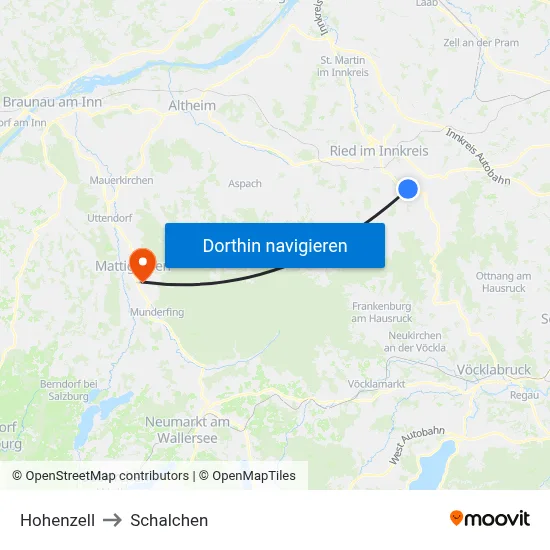 Hohenzell to Schalchen map