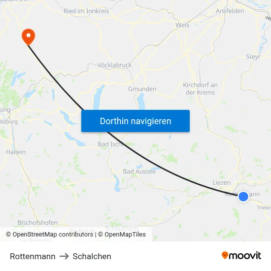 Rottenmann to Schalchen map