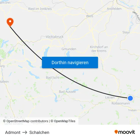 Admont to Schalchen map