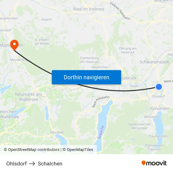 Ohlsdorf to Schalchen map