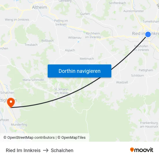 Ried Im Innkreis to Schalchen map
