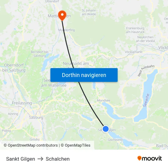 Sankt Gilgen to Schalchen map