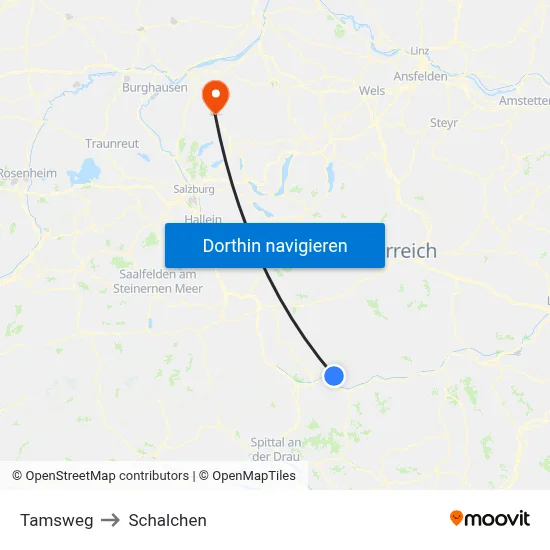 Tamsweg to Schalchen map