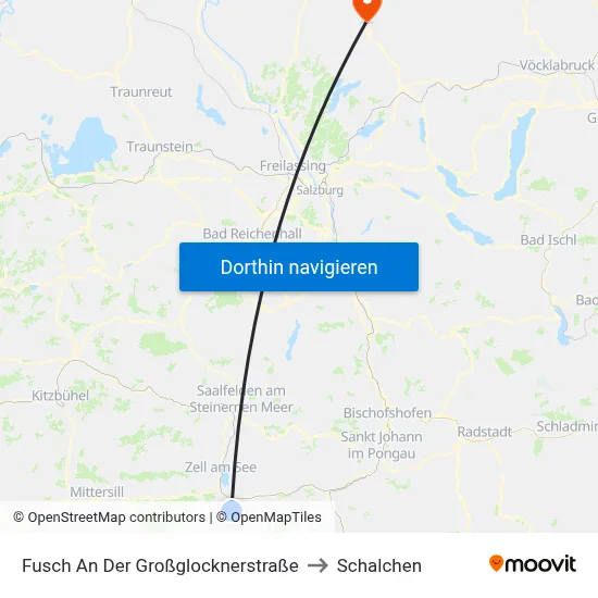 Fusch An Der Großglocknerstraße to Schalchen map