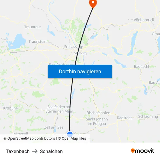 Taxenbach to Schalchen map
