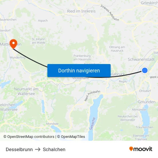 Desselbrunn to Schalchen map