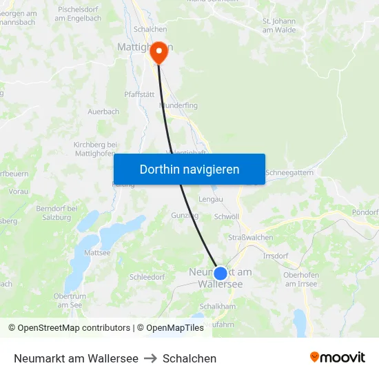 Neumarkt am Wallersee to Schalchen map