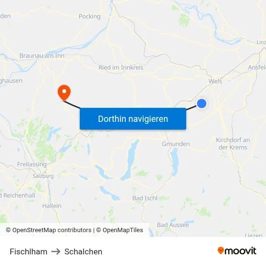 Fischlham to Schalchen map
