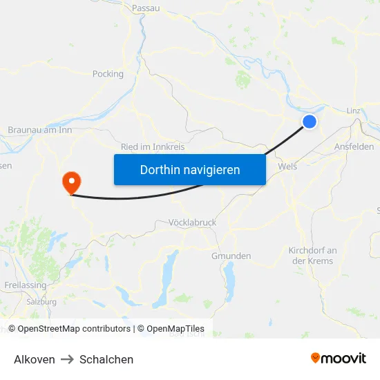 Alkoven to Schalchen map