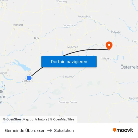 Gemeinde Übersaxen to Schalchen map